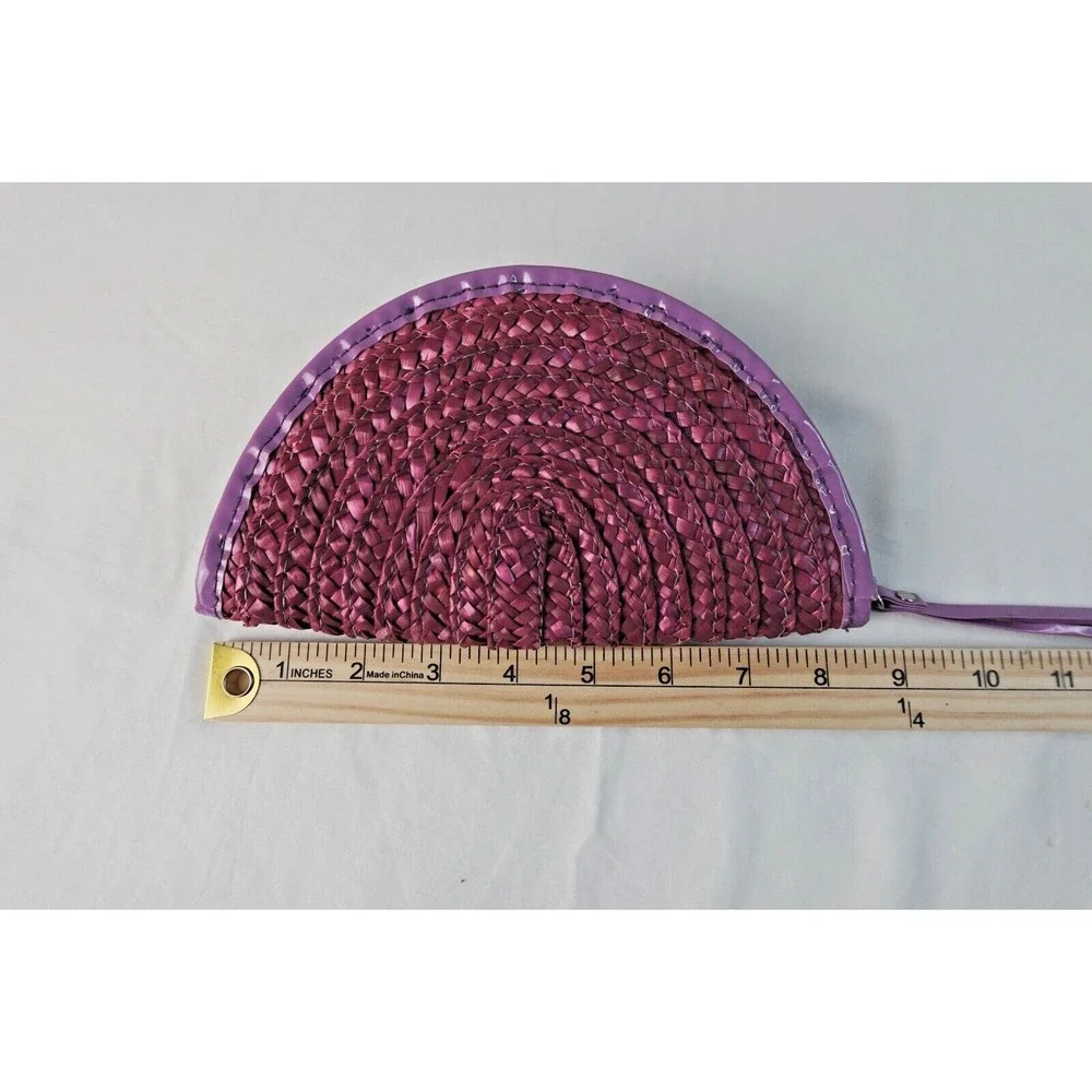 Clutch‎ Bag Purse Zip Closure Handmade Vintage Spring Summer Boho Straw Artsy